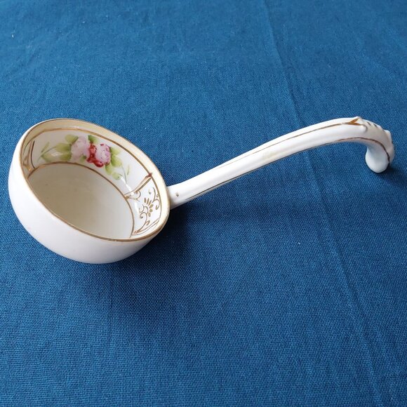 Antique hand painted mayonnaise set delicate roses and gold accents 3 pieces - Picture 3 of 12